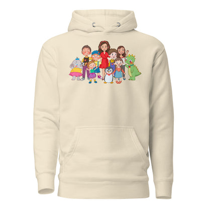 All the Characters Together Unisex Premium Pullover Hoodie, Roots & Talks - Bone