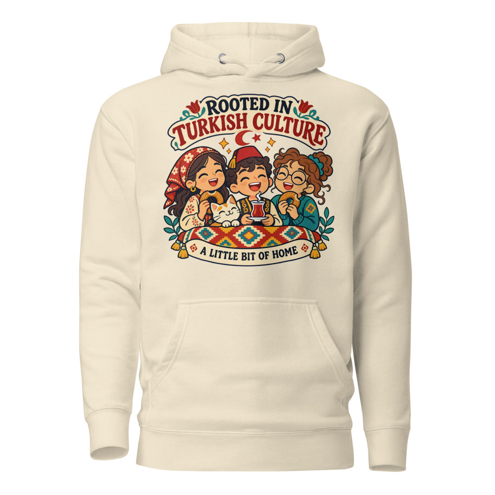 Rooted in Turkish Culture Unisex Premium Pullover Hoodie, Roots & Talks - Bone