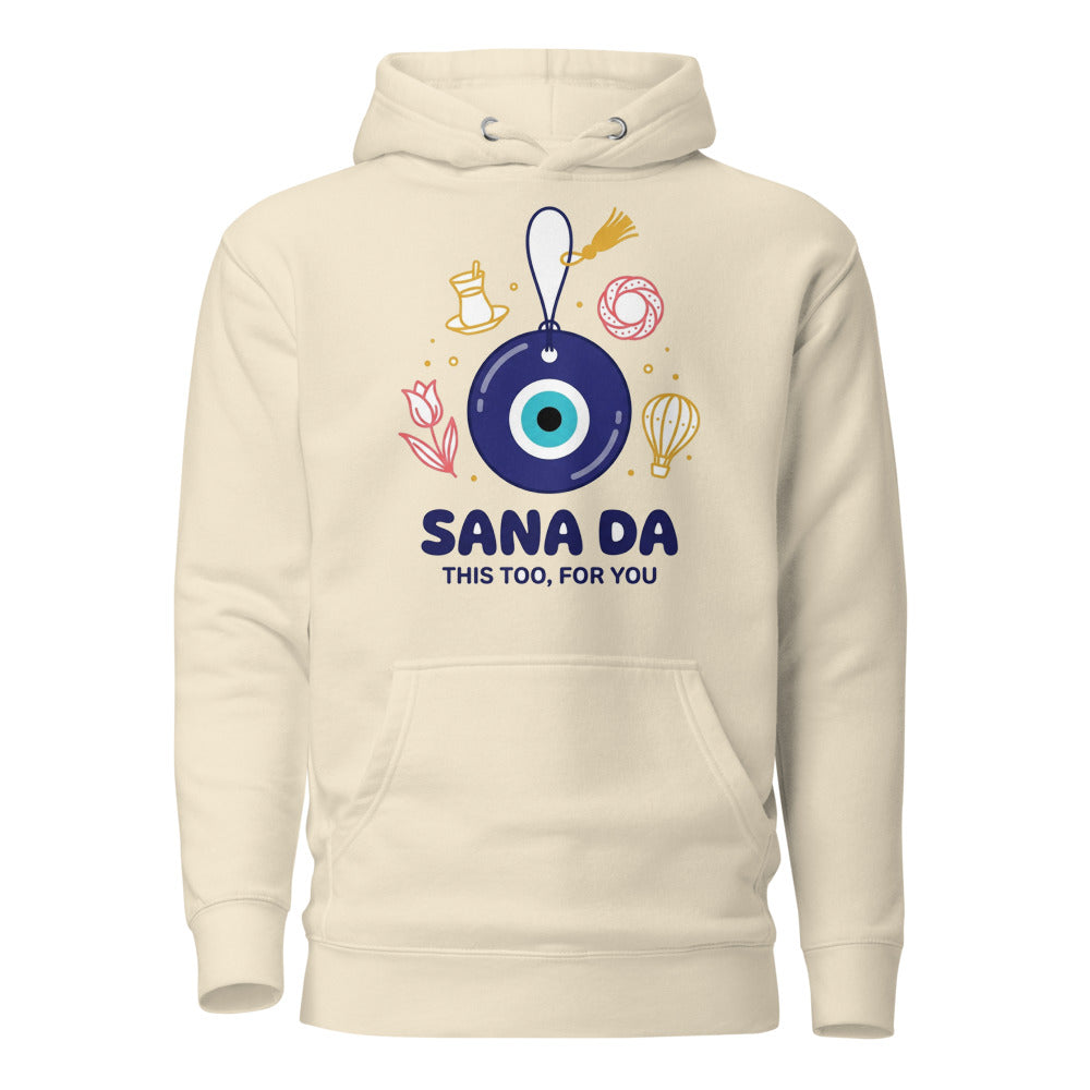 Sana Da Unisex Premium Pullover Hoodie, Roots & Talks - Bone