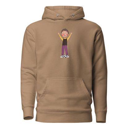 Gazi Character Unisex Premium Pullover Hoodie, Roots & Talks - Latte