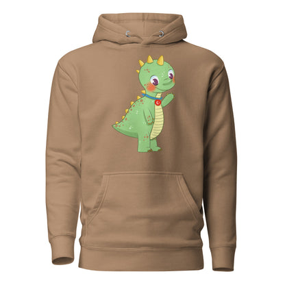 Dino Dinosaur Unisex Premium Pullover Hoodie, Roots & Talks - Latte