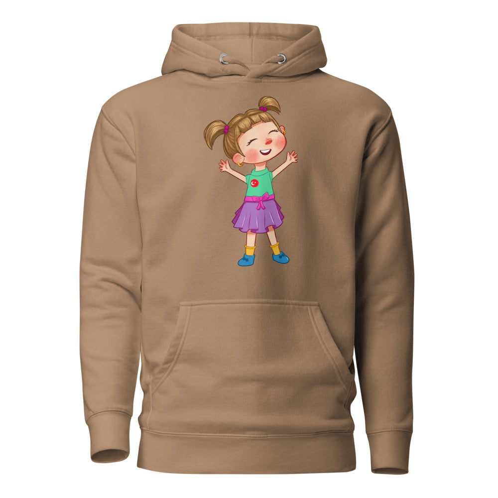 Ela Character Unisex Premium Pullover Hoodie, Roots & Talks - Latte