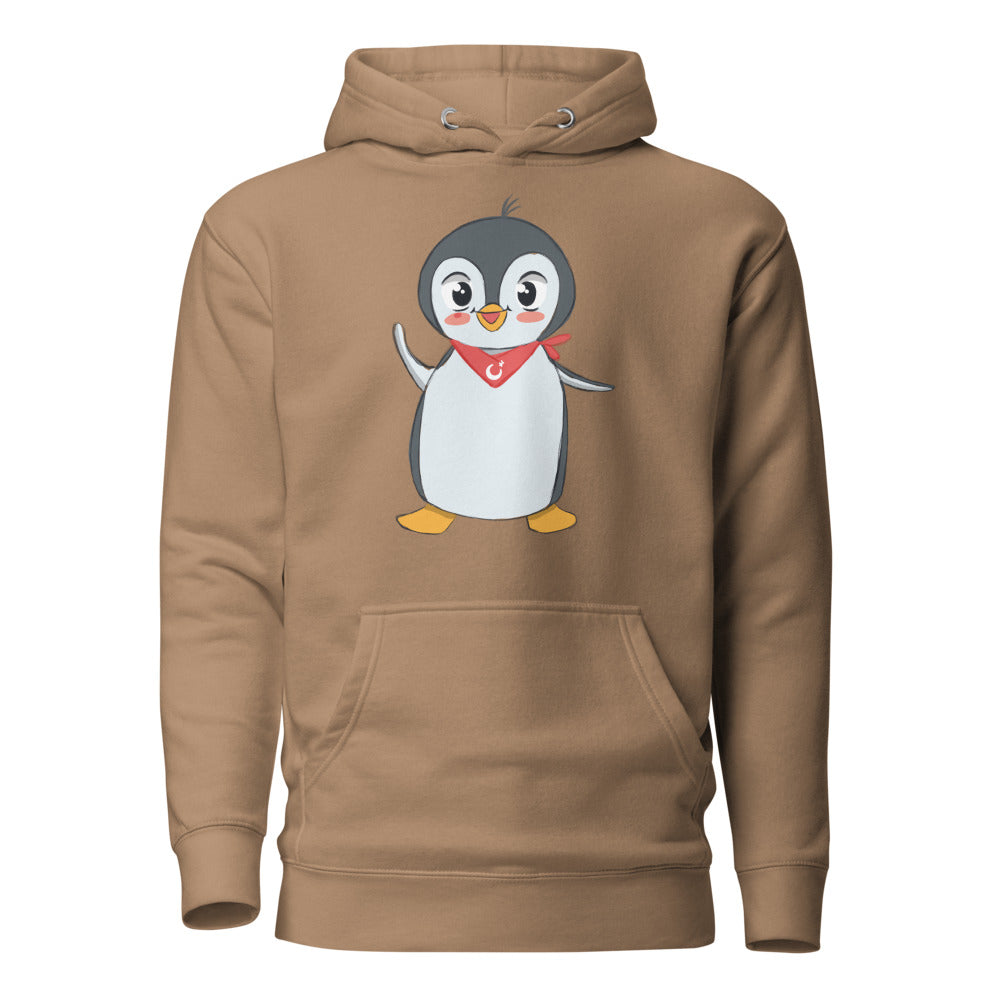 Pingucan Penguin Unisex Premium Pullover Hoodie, Roots & Talks - Latte