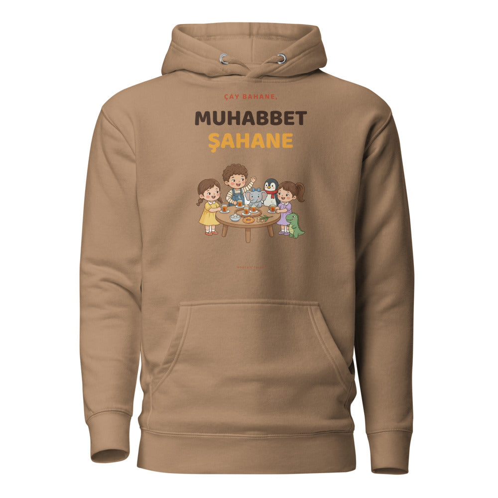 Çay Bahane, Muhabbet Şahane Unisex Premium Pullover Hoodie, Roots & Talks - Latte