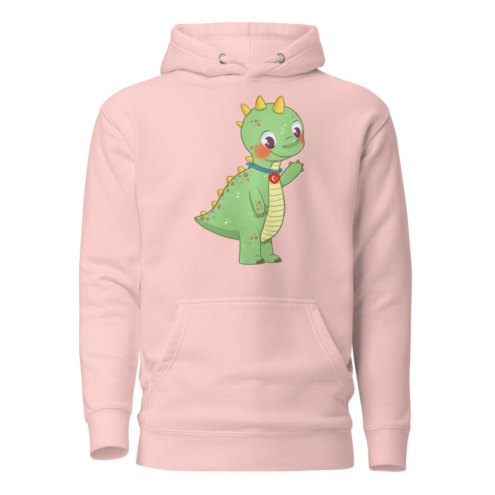 Dino Dinosaur Unisex Premium Pullover Hoodie, Roots & Talks - Light Pink