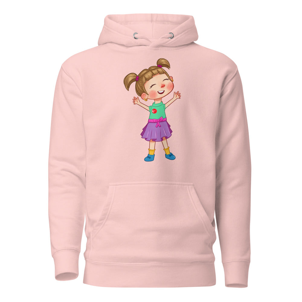 Ela Character Unisex Premium Pullover Hoodie, Roots & Talks - Light Pink