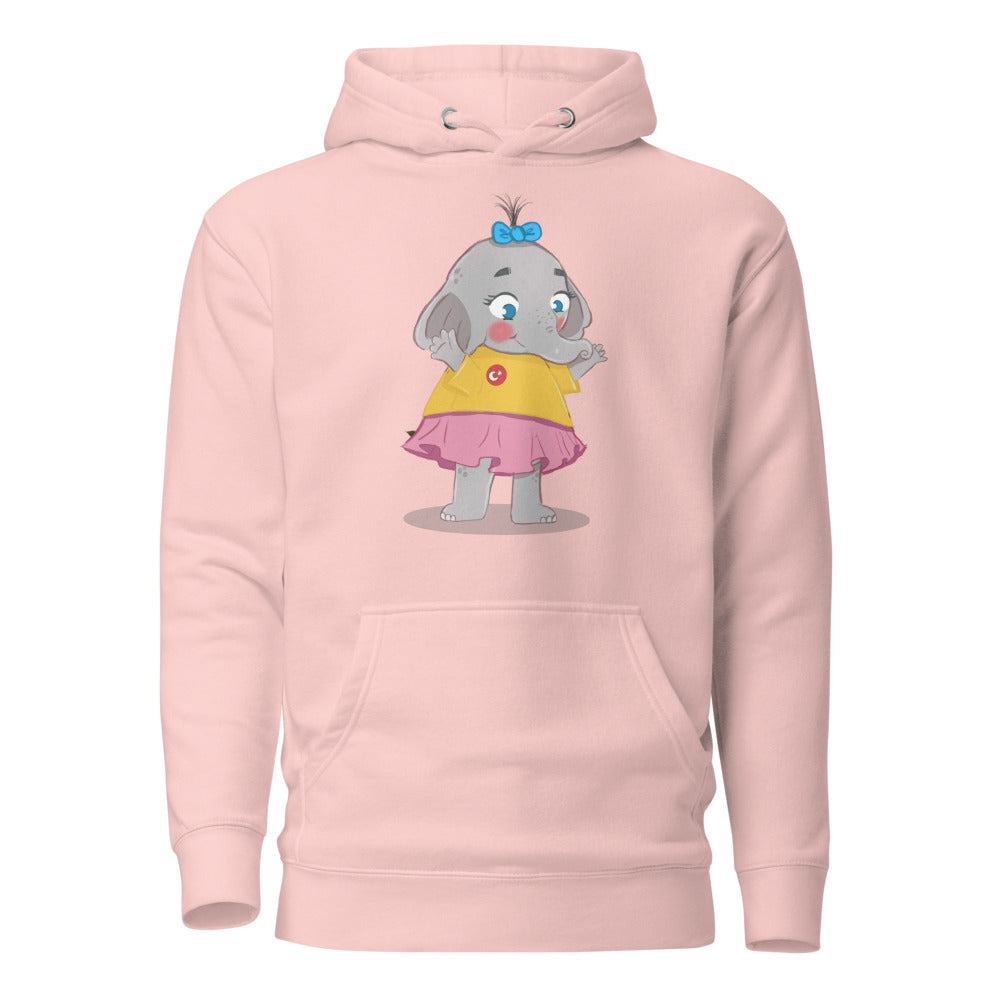 Filiz Elephant Unisex Premium Pullover Hoodie, Roots & Talks - Light Pink