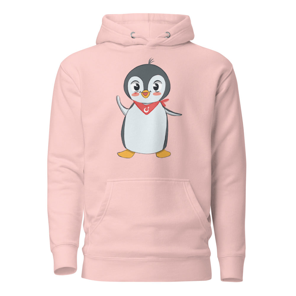 Pingucan Penguin Unisex Premium Pullover Hoodie, Roots & Talks - Light Pink
