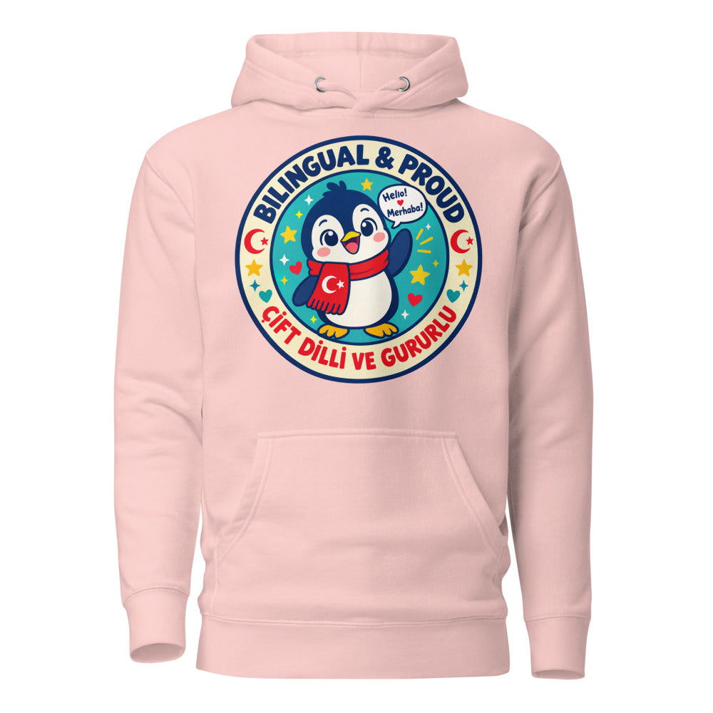 Bilingual & Proud Unisex Premium Pullover Hoodie, Roots & Talks - Light Pink