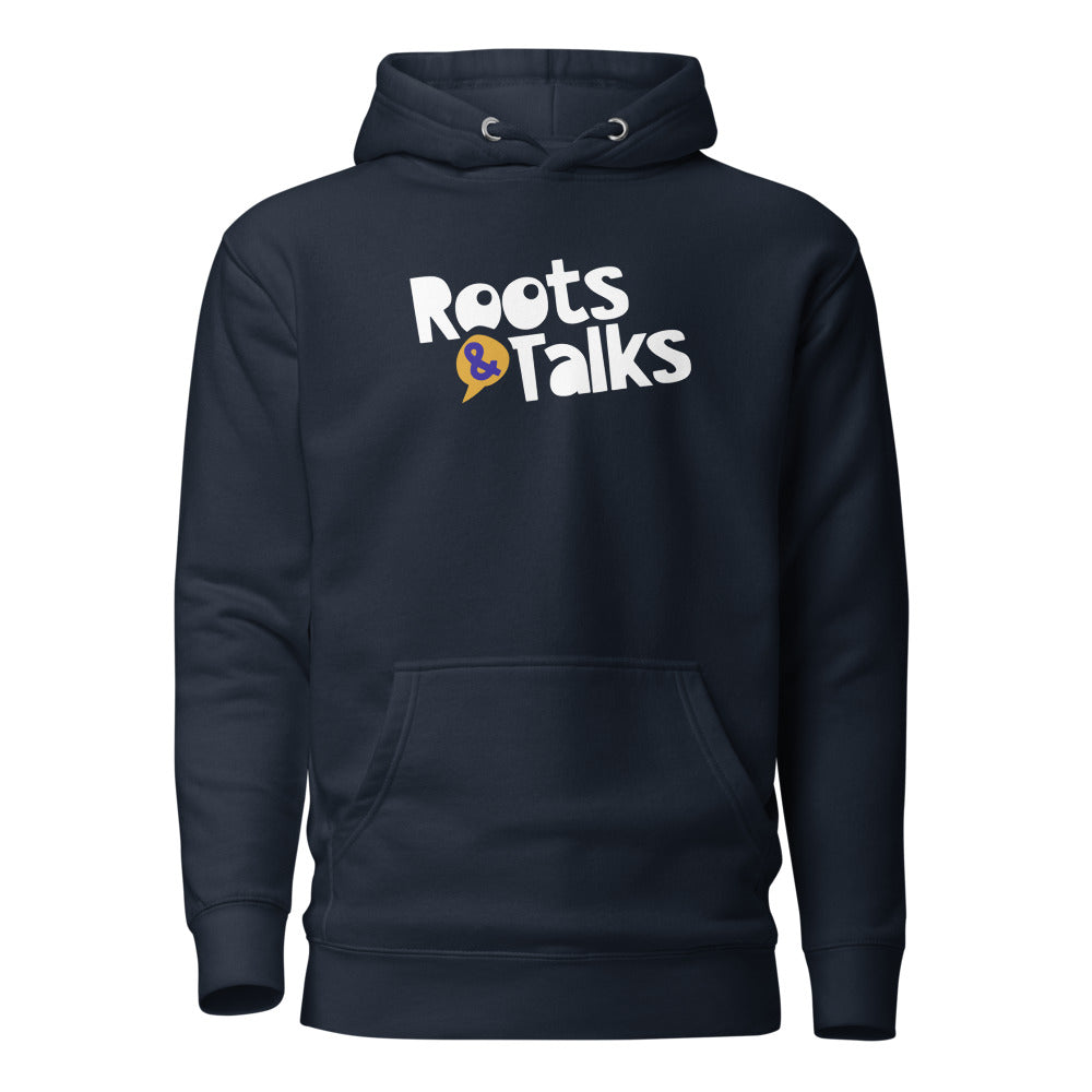 Roots & Talks Logo Unisex Premium Pullover Hoodie - Navy Blazer
