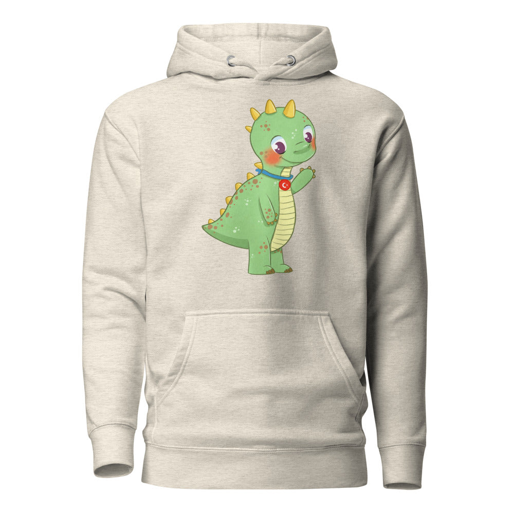 Dino Dinosaur Unisex Premium Pullover Hoodie, Roots & Talks - Oatmeal Heather