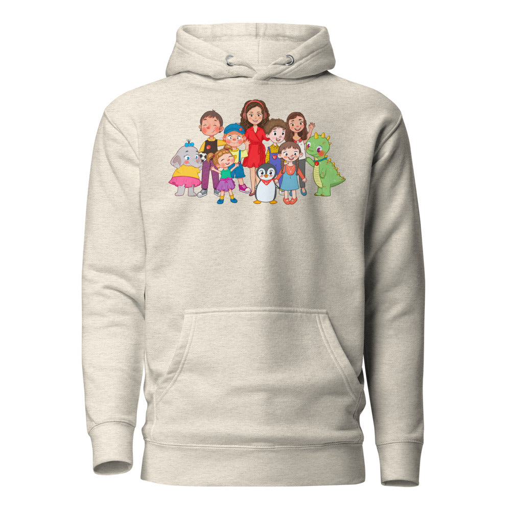 All the Characters Together Unisex Premium Pullover Hoodie, Roots & Talks - Oatmeal Heather