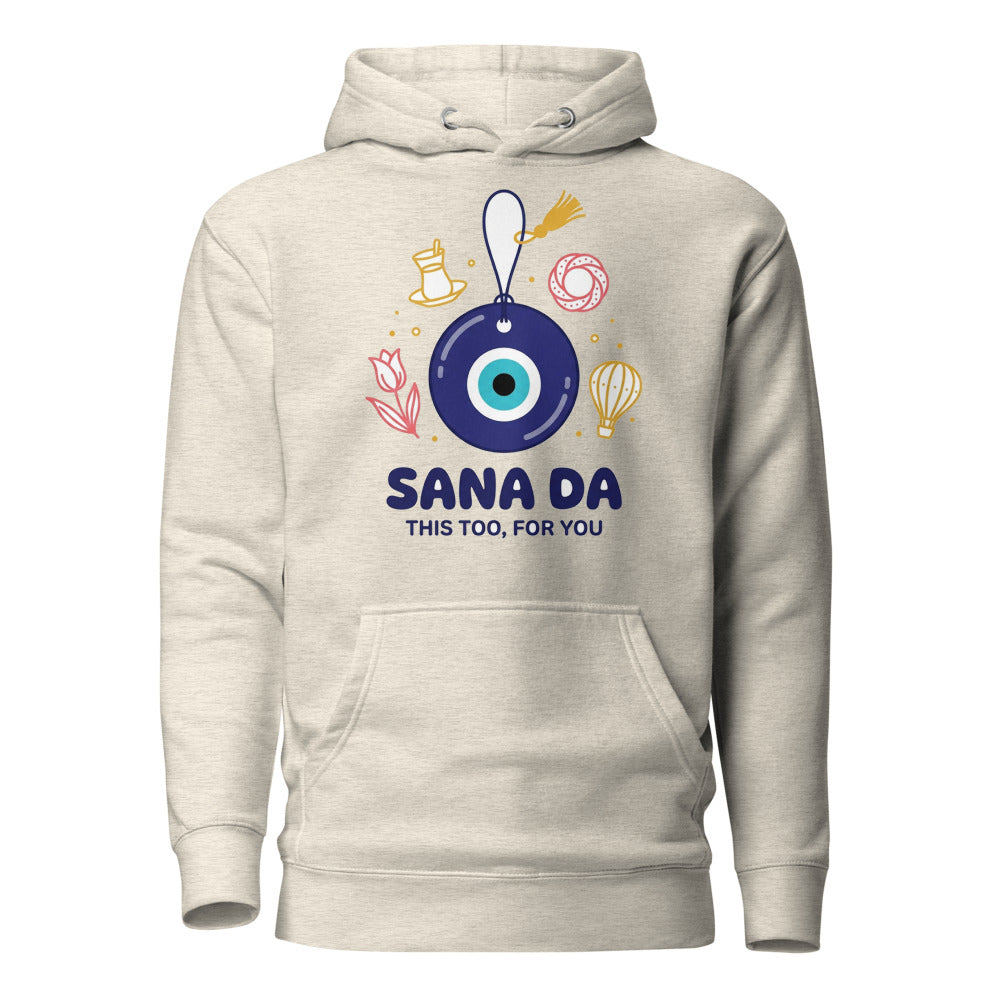 Sana Da Unisex Premium Pullover Hoodie, Roots & Talks - Oatmeal Heather