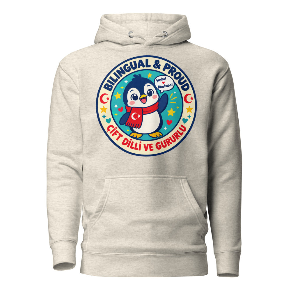 Bilingual & Proud Unisex Premium Pullover Hoodie, Roots & Talks - Oatmeal Heather