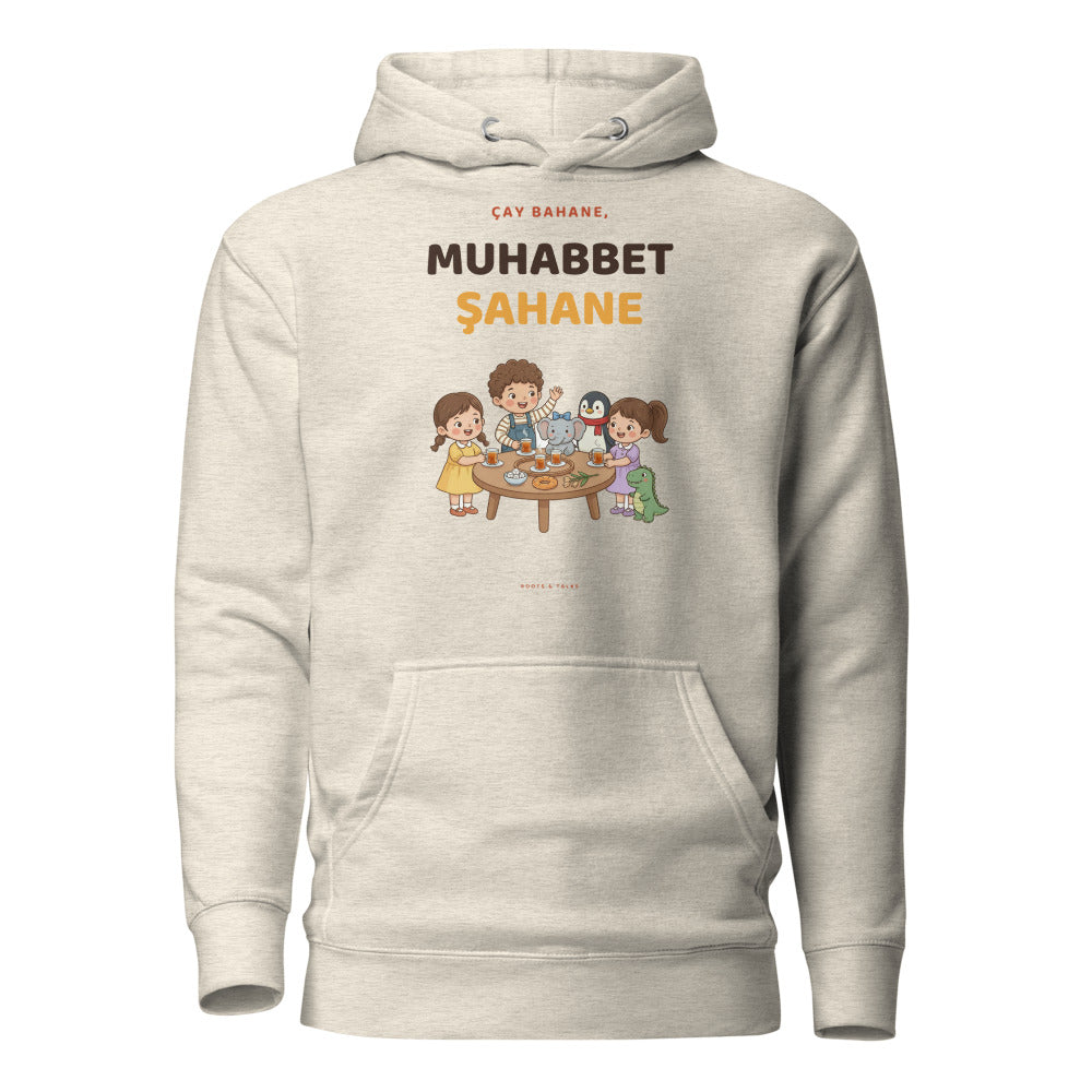 Çay Bahane, Muhabbet Şahane Unisex Premium Pullover Hoodie, Roots & Talks - Oatmeal Heather