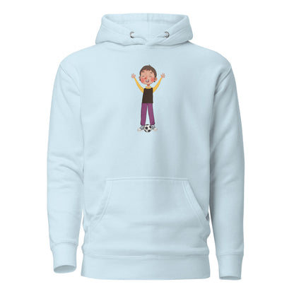 Gazi Character Unisex Premium Pullover Hoodie, Roots & Talks - Sky Blue