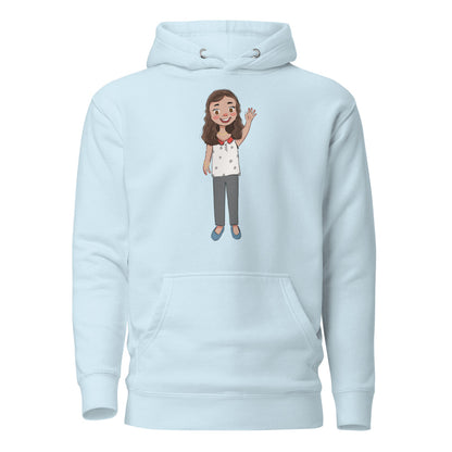 Defne Character Unisex Premium Pullover Hoodie, Roots & Talks - Sky Blue