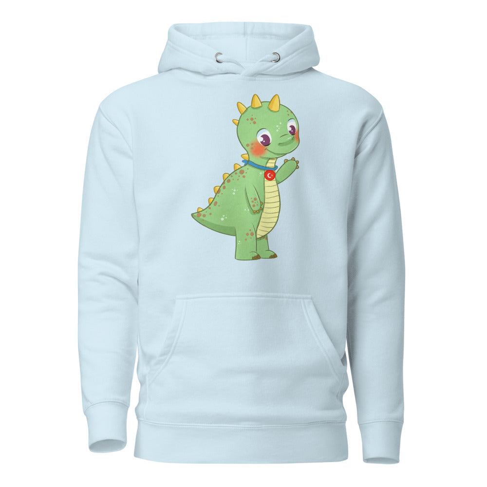 Dino Dinosaur Unisex Premium Pullover Hoodie, Roots & Talks - Sky Blue