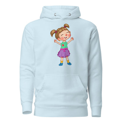 Ela Character Unisex Premium Pullover Hoodie, Roots & Talks - Sky Blue