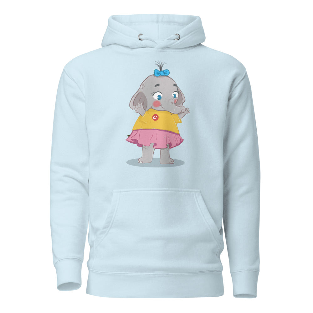 Filiz Elephant Unisex Premium Pullover Hoodie, Roots & Talks - Sky Blue