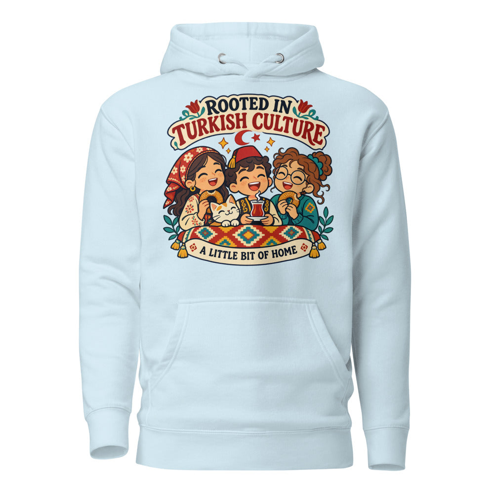 Rooted in Turkish Culture Unisex Premium Pullover Hoodie, Roots & Talks - Sky Blue