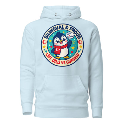 Bilingual & Proud Unisex Premium Pullover Hoodie, Roots & Talks - Sky Blue