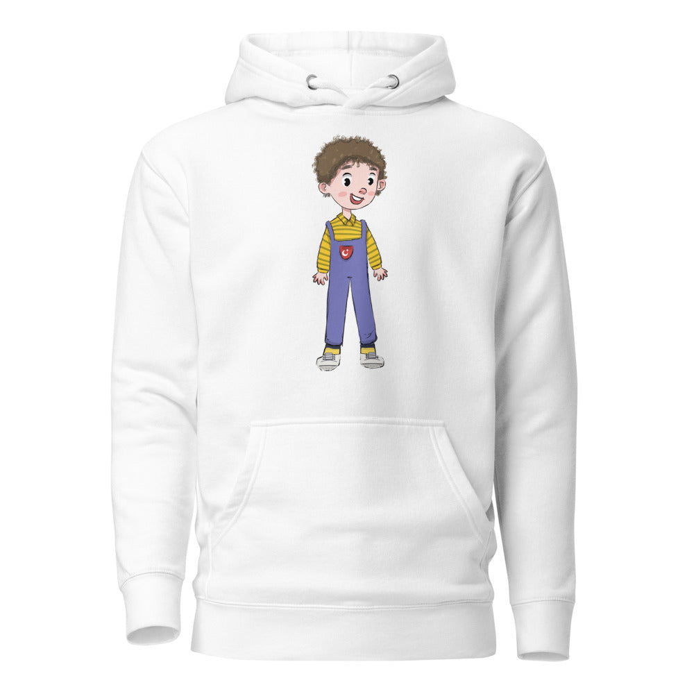 Ahmet Character Unisex Premium Pullover Hoodie, Roots & Talks - White