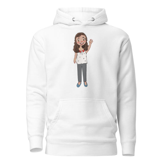 Defne Character Unisex Premium Pullover Hoodie, Roots & Talks - White