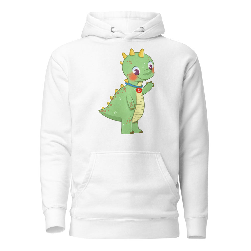 Dino Dinosaur Unisex Premium Pullover Hoodie, Roots & Talks - White