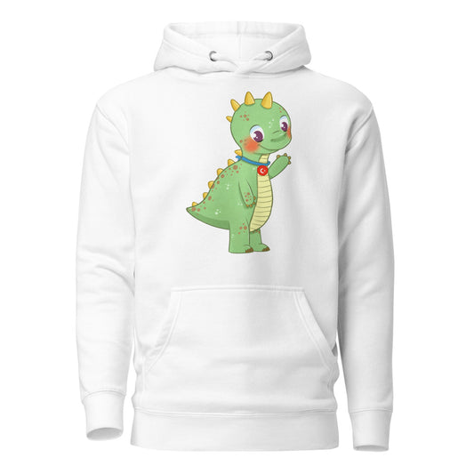 Dino Dinosaur Unisex Premium Pullover Hoodie, Roots & Talks - White