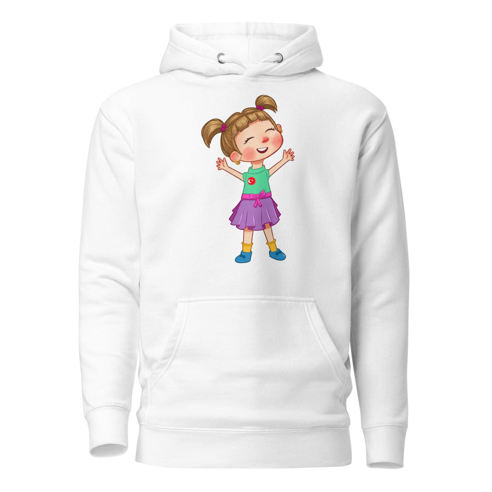 Ela Character Unisex Premium Pullover Hoodie, Roots & Talks - White