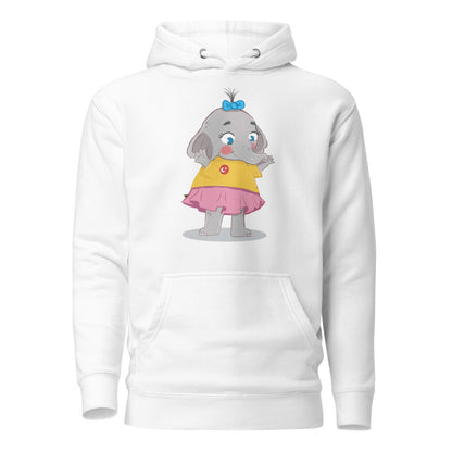 Filiz Elephant Unisex Premium Pullover Hoodie, Roots & Talks - White
