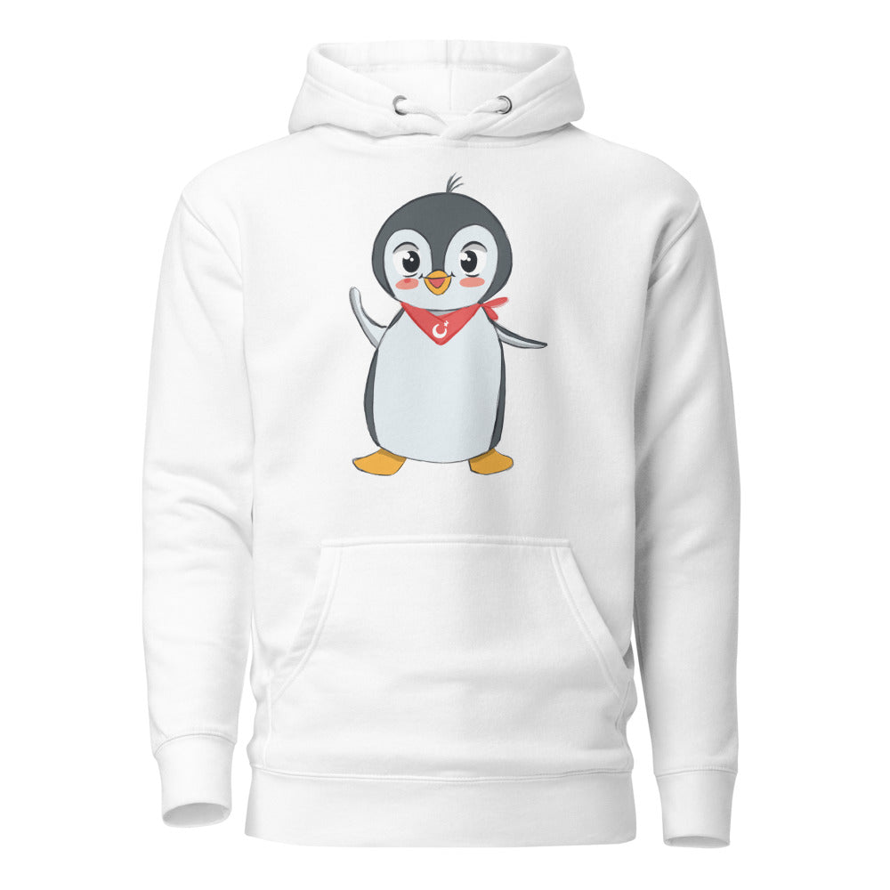 Pingucan Penguin Unisex Premium Pullover Hoodie, Roots & Talks - White
