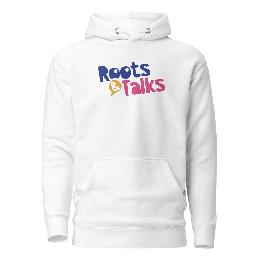 Roots & Talks Logo Unisex Premium Pullover Hoodie - White