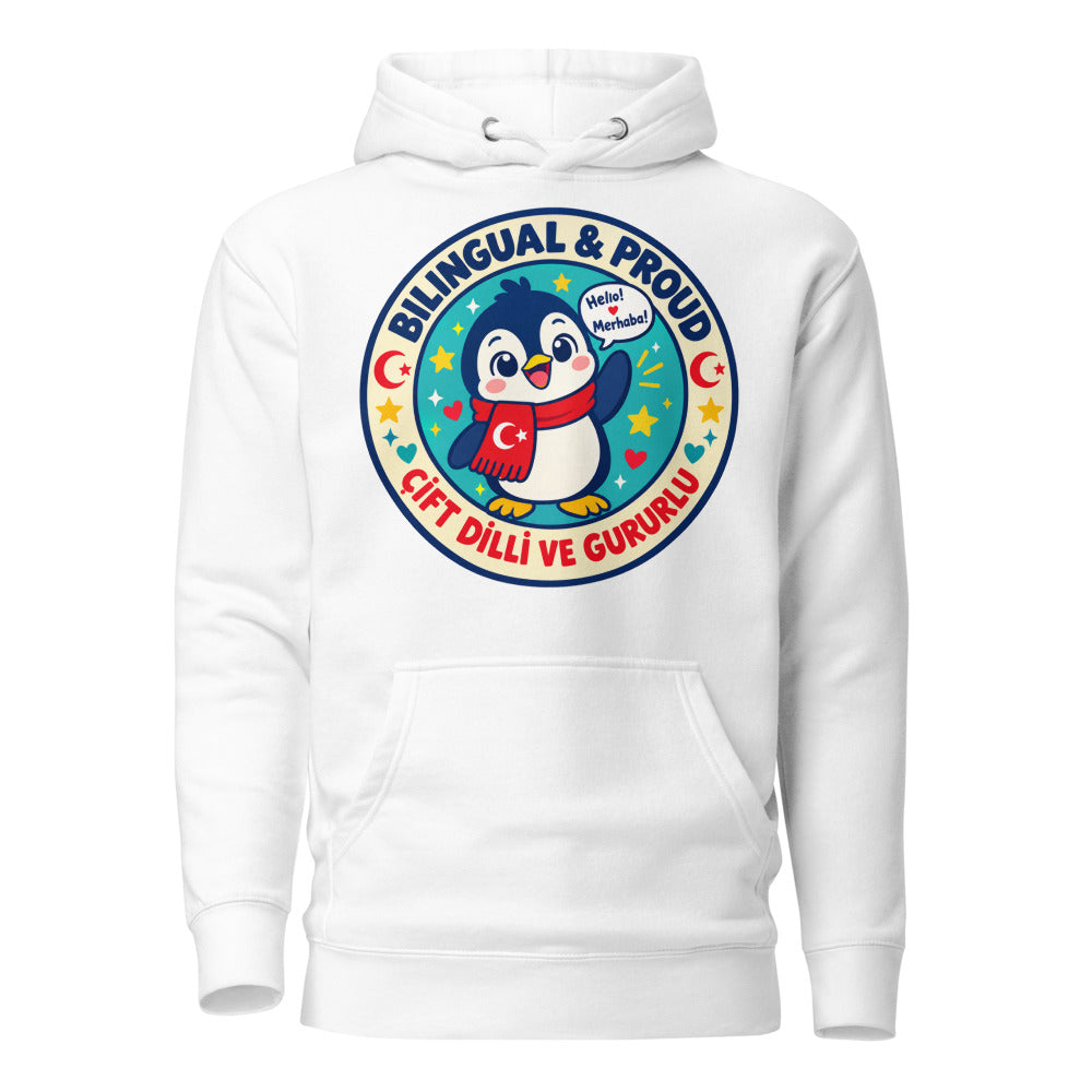Bilingual & Proud Unisex Premium Pullover Hoodie, Roots & Talks - White