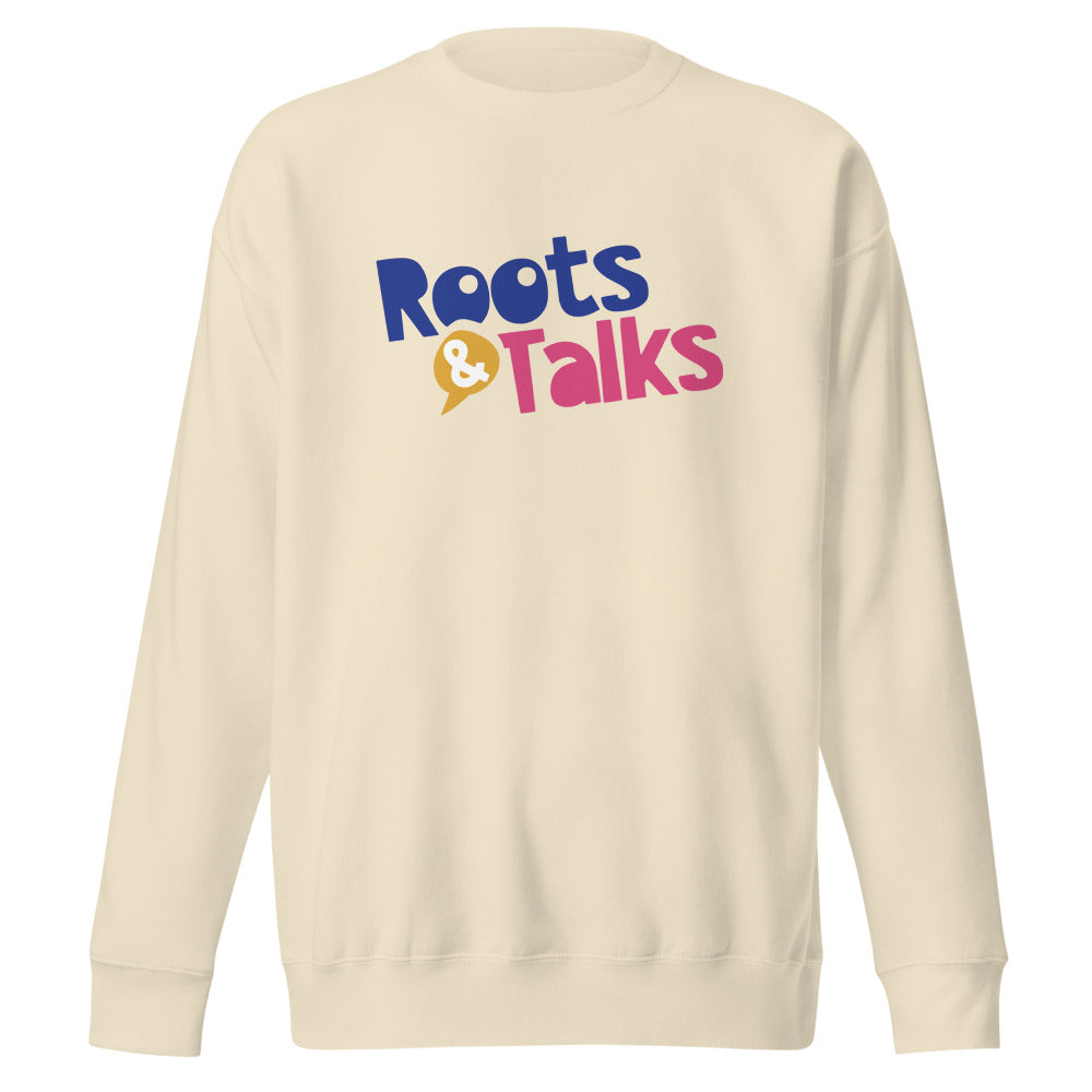 Roots & Talks Logo Unisex Premium Crewneck Sweatshirt - Bone