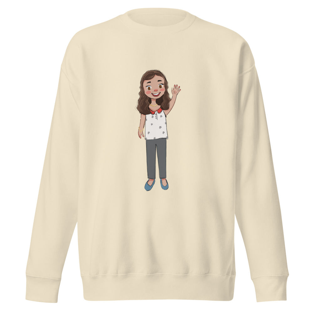 Defne Character Unisex Premium Crewneck Sweatshirt, Roots & Talks - Bone