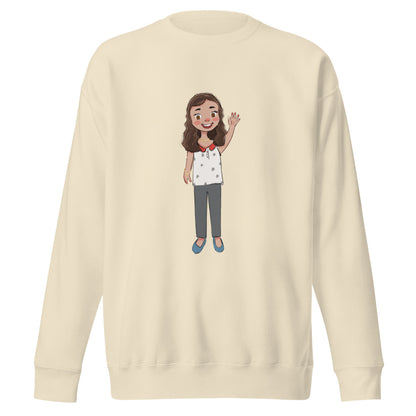 Defne Character Unisex Premium Crewneck Sweatshirt, Roots & Talks - Bone