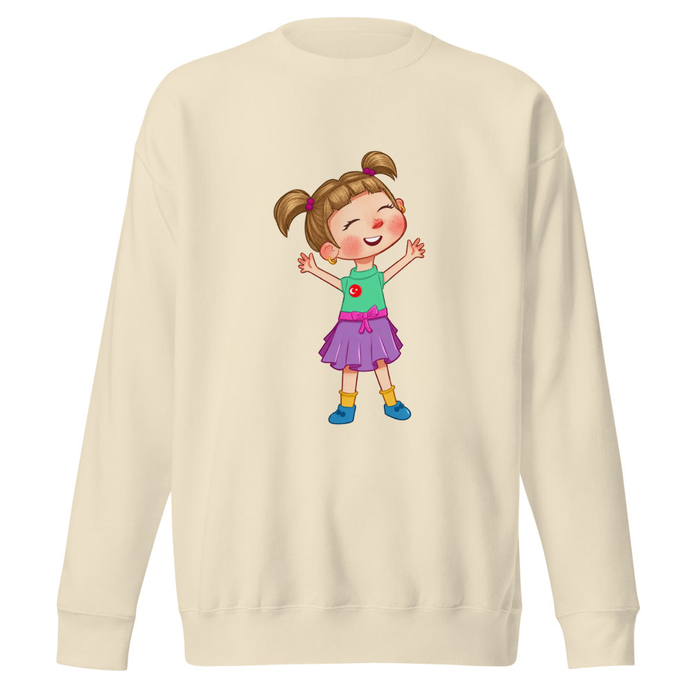 Ela Character Unisex Premium Crewneck Sweatshirt, Roots & Talks - Bone