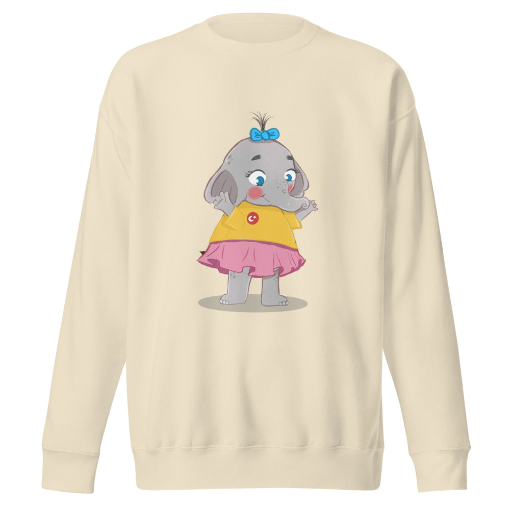 Filiz Elephant Unisex Premium Crewneck Sweatshirt, Roots & Talks - Bone