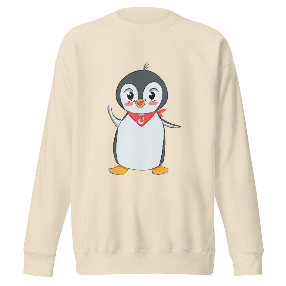 Pingucan Penguin Unisex Premium Crewneck Sweatshirt, Roots & Talks - Bone