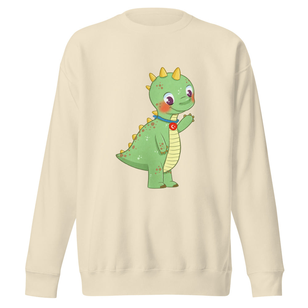 Dino Dinosaur Unisex Premium Crewneck Sweatshirt, Roots & Talks - Bone