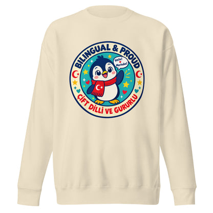 Bilingual & Proud Unisex Premium Crewneck Sweatshirt, Roots & Talks - Bone