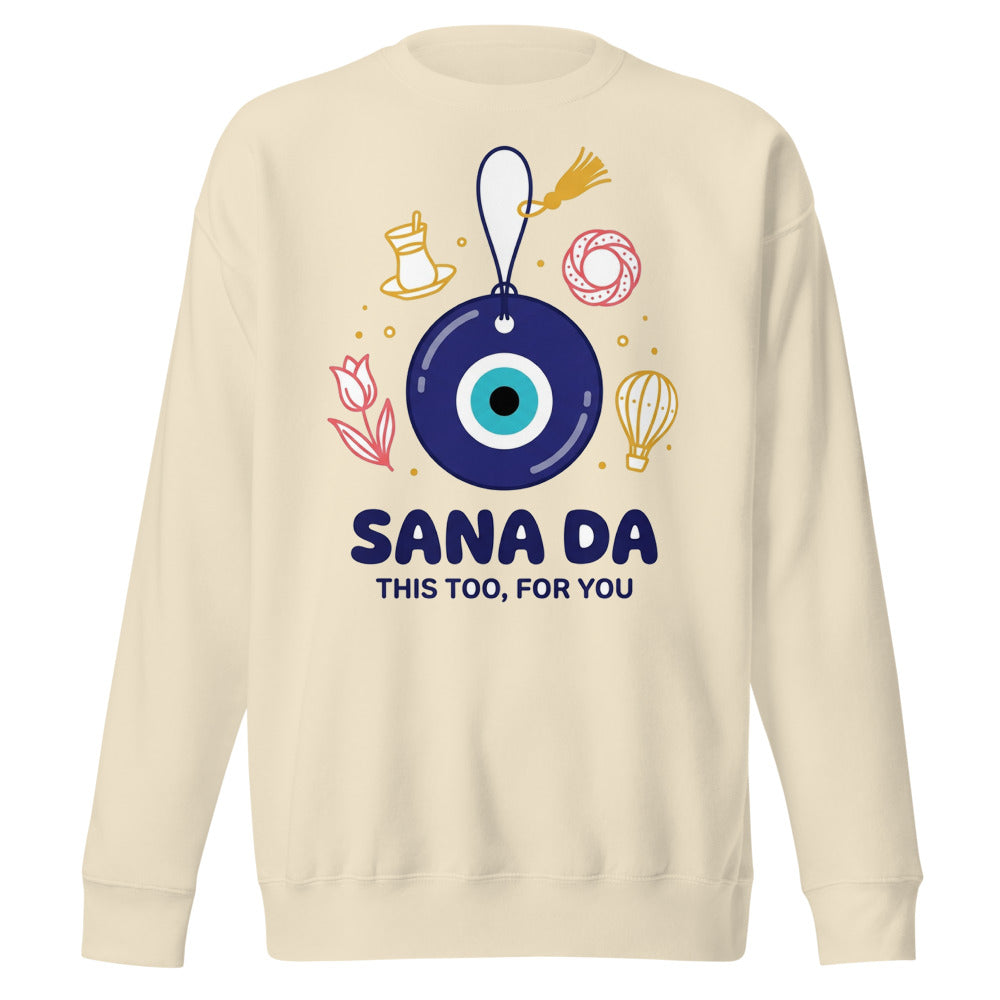Sana Da Unisex Premium Crewneck Sweatshirt, Roots & Talks - Bone