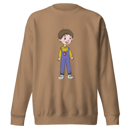 Ahmet Character Unisex Premium Crewneck Sweatshirt, Roots & Talks - Latte