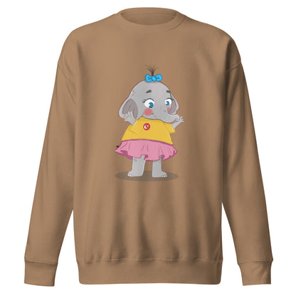 Filiz Elephant Unisex Premium Crewneck Sweatshirt, Roots & Talks - Latte