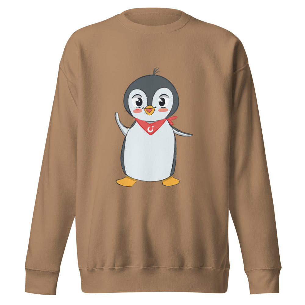Pingucan Penguin Unisex Premium Crewneck Sweatshirt, Roots & Talks - Latte