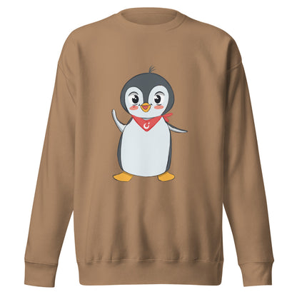 Pingucan Penguin Unisex Premium Crewneck Sweatshirt, Roots & Talks - Latte