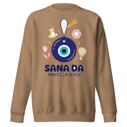 Sana Da Unisex Premium Crewneck Sweatshirt, Roots & Talks - Latte