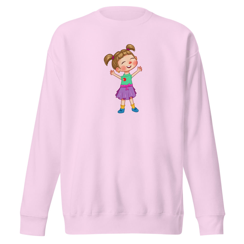 Ela Character Unisex Premium Crewneck Sweatshirt, Roots & Talks - Lavender